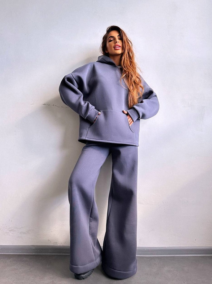 Damer Relaxed Fit Hoodie och Palazzo Byxor Set Mirla-Eva Jonsson