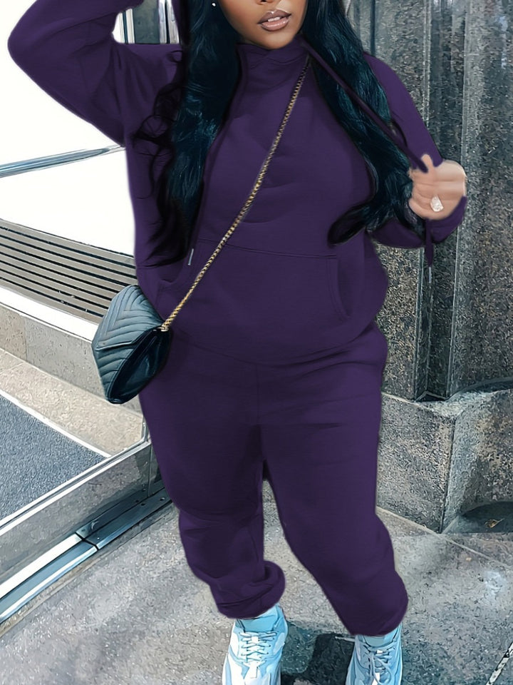 Damer Relaxed Fit Hoodie-set med elastisk midja och kängurufickor Eva Jonsson-Eva Jonsson