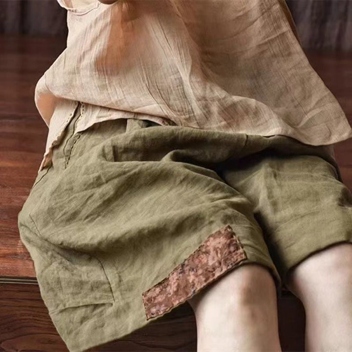 Damer Relaxed Fit Linne Cargo Shorts med Stiliga Detaljer Mirla-Eva Jonsson