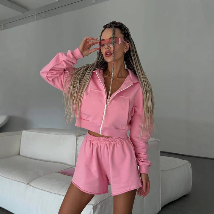 Damer Relaxed-Fit Loungewear-set med cropped topp och bekväma shorts Mirla-Eva Jonsson