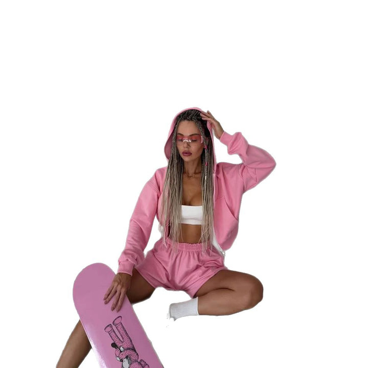 Damer Relaxed-Fit Loungewear-set med cropped topp och bekväma shorts Mirla-Eva Jonsson