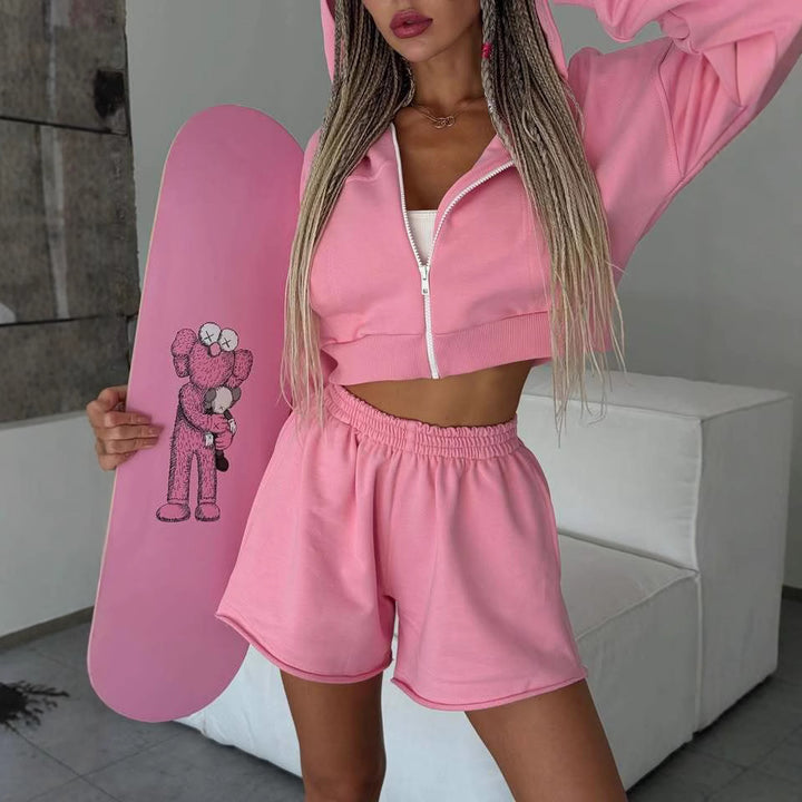 Damer Relaxed-Fit Loungewear-set med cropped topp och bekväma shorts Mirla-Eva Jonsson