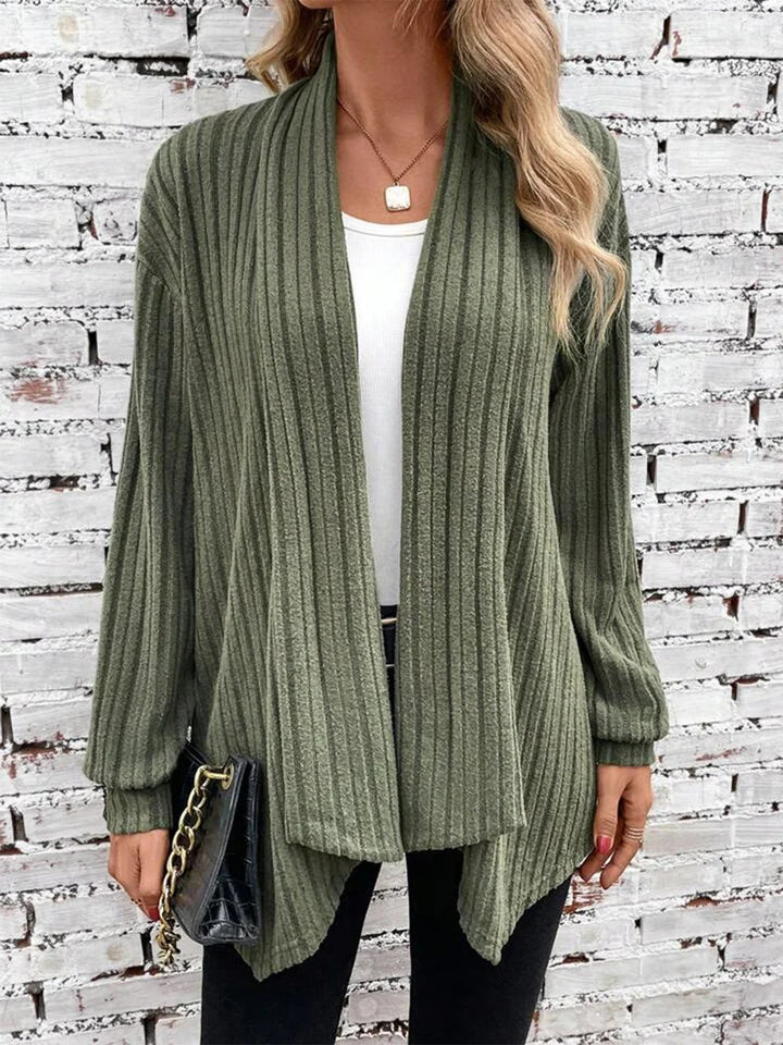 Damer Ribstickad Cardigan med öppen framsidesdesign Mirla-Eva Jonsson