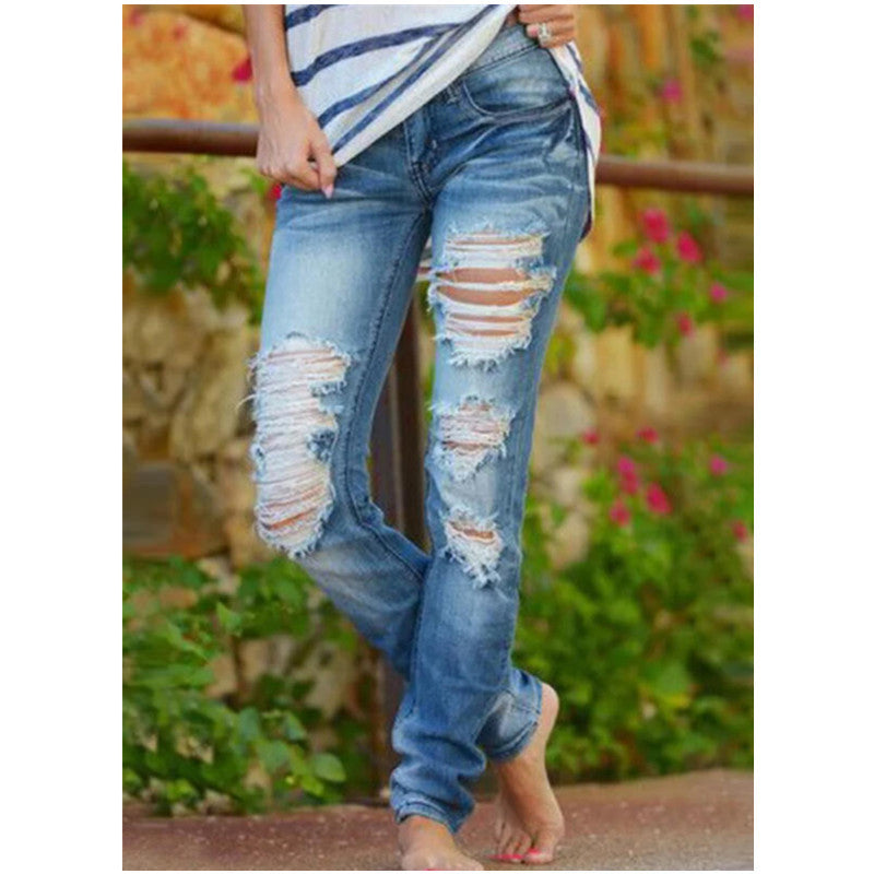Damer Ripped Jeans i avslappnad urban stil med fransade fållar Eva Jonsson-Eva Jonsson