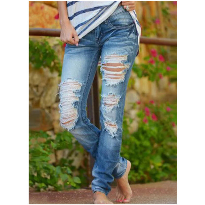 Damer Ripped Jeans i avslappnad urban stil med fransade fållar Eva Jonsson-Eva Jonsson