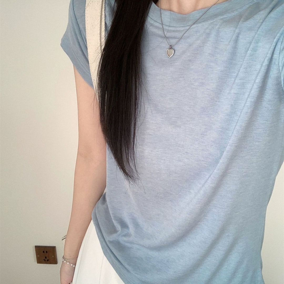 Damer Rundhals Kortärmad T-shirt Slim Fit Grå-Eva Jonsson