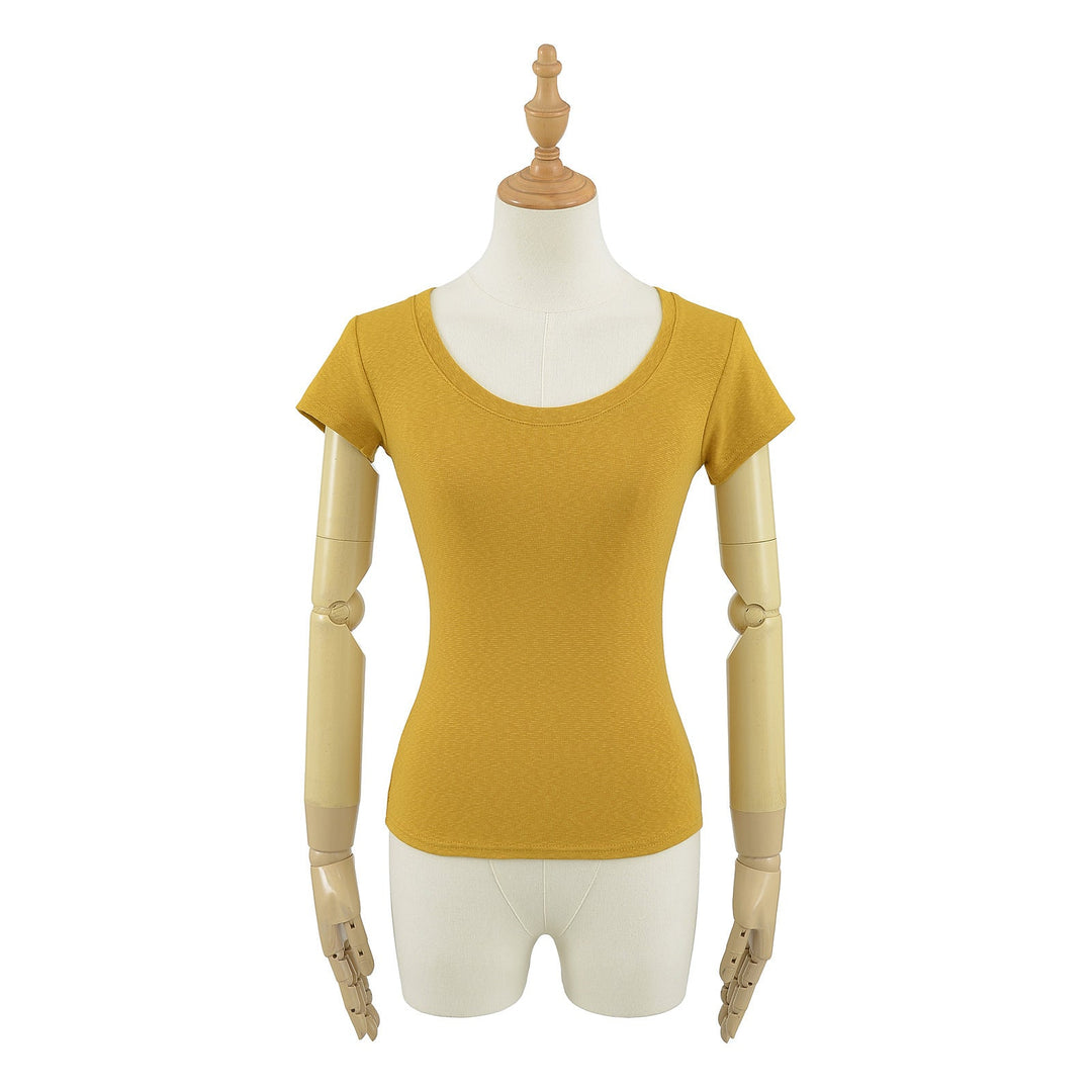 Damer Rundhals T-shirt i Andningsbart Material med Strukturerad Yta Mirla-Eva Jonsson
