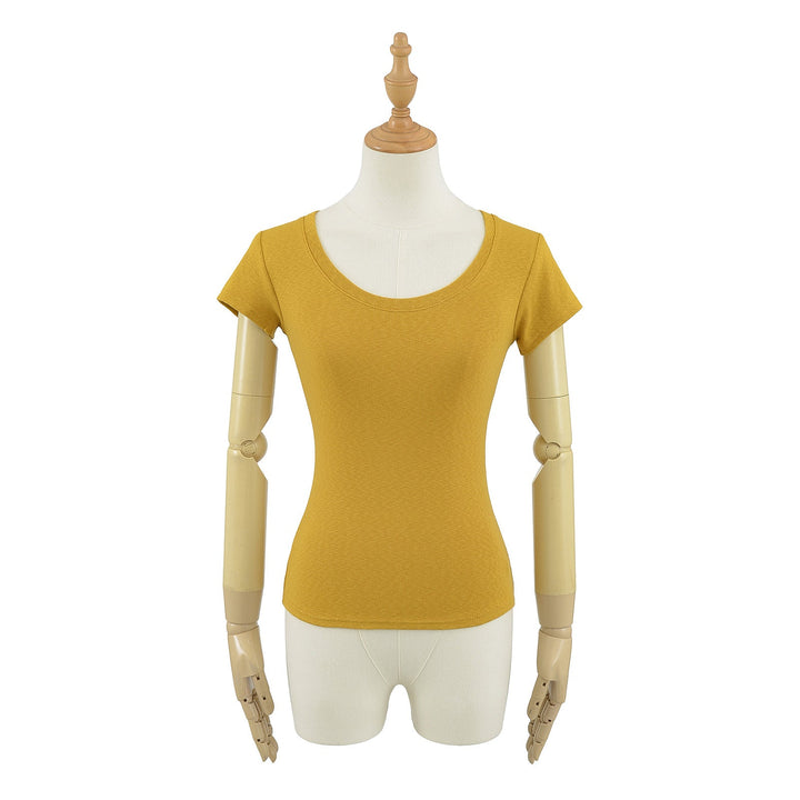 Damer Rundhals T-shirt i Andningsbart Material med Strukturerad Yta Mirla-Eva Jonsson