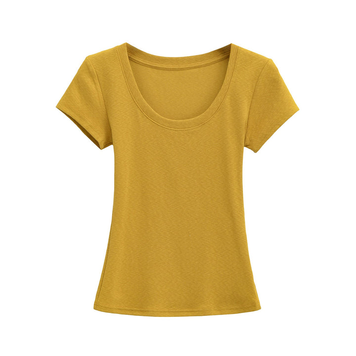 Damer Rundhals T-shirt i Andningsbart Material med Strukturerad Yta Mirla-Eva Jonsson