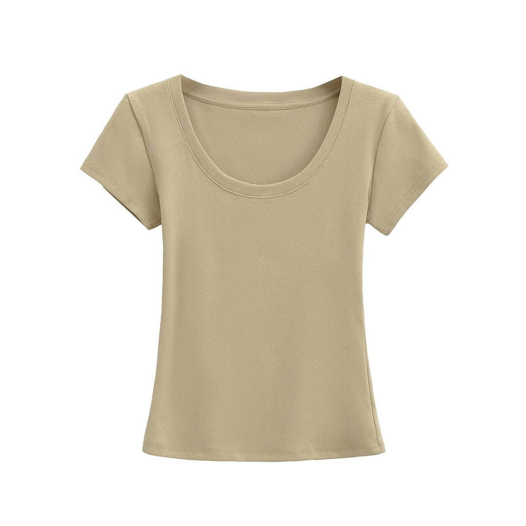 Damer Rundhals T-shirt i Andningsbart Material med Strukturerad Yta Mirla-Eva Jonsson