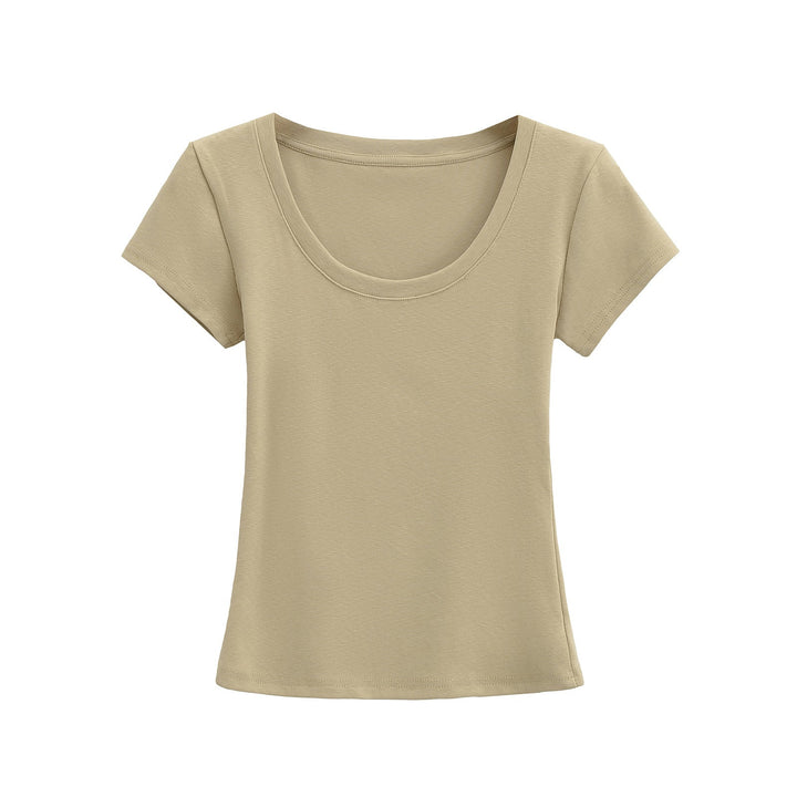 Damer Rundhals T-shirt i Andningsbart Material med Strukturerad Yta Mirla-Eva Jonsson