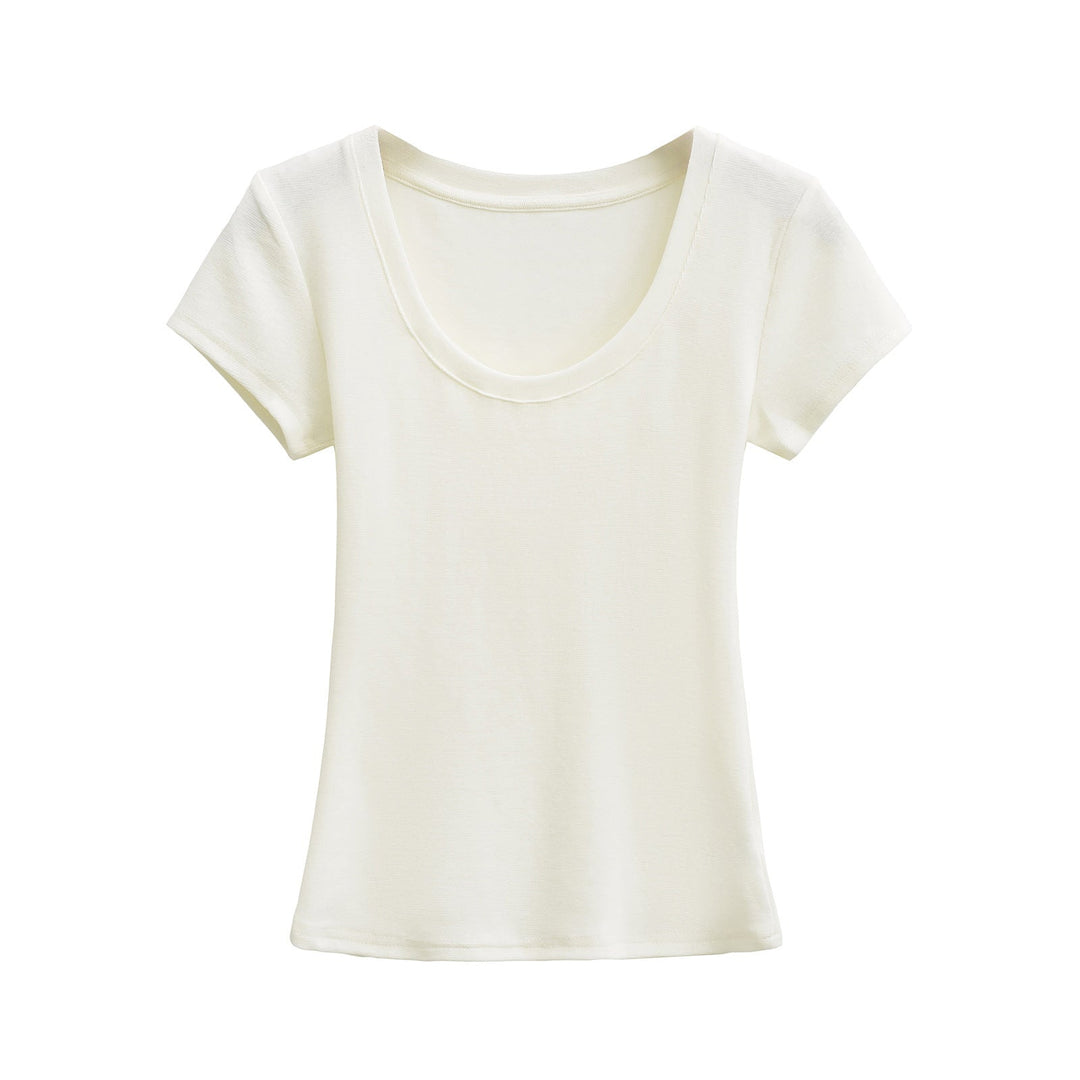 Damer Rundhals T-shirt i Andningsbart Material med Strukturerad Yta Mirla-Eva Jonsson