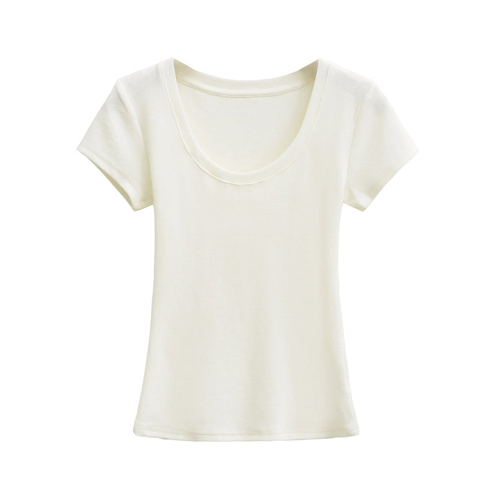 Damer Rundhals T-shirt i Andningsbart Material med Strukturerad Yta Mirla-Eva Jonsson