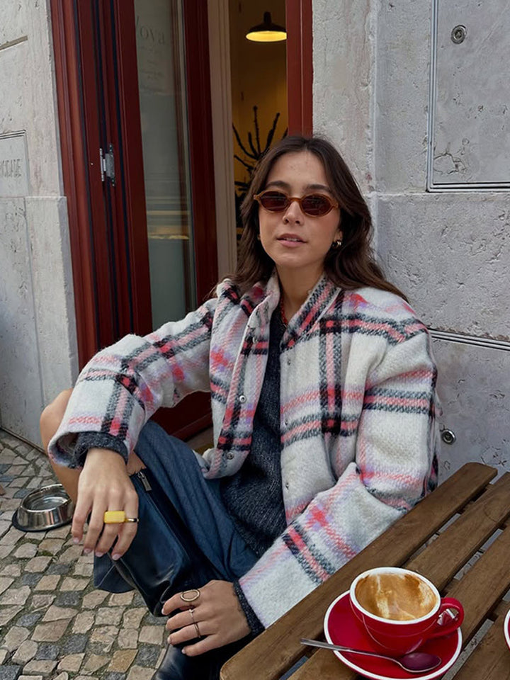 Damer Rutig Ull-Bomberjacka Mirla-Eva Jonsson