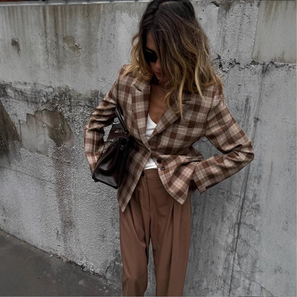 Damer Rutiga Blazer- och Minikjol-kombination Mirla-Eva Jonsson