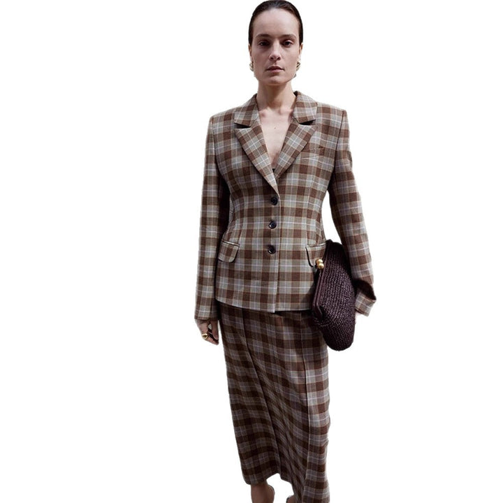 Damer Rutiga Blazer- och Minikjol-kombination Mirla-Eva Jonsson