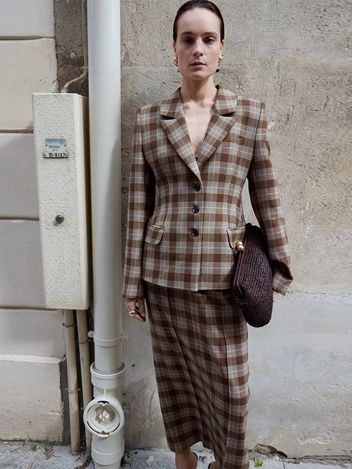 Damer Rutiga Blazer- och Minikjol-kombination Mirla-Eva Jonsson