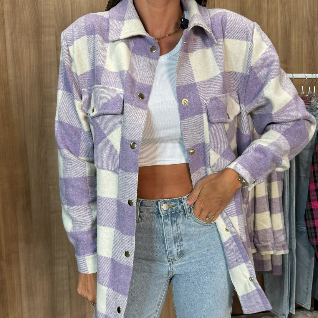 Damer Rutiga Oversized-Skjortjacka i mjukt material Mirla-Eva Jonsson