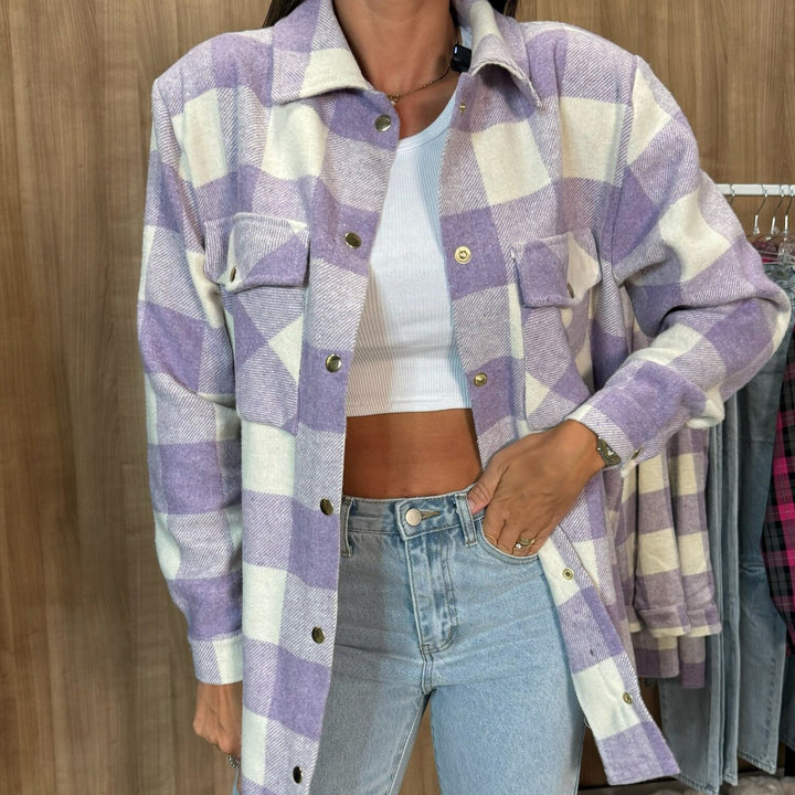 Damer Rutiga Oversized-Skjortjacka i mjukt material Mirla-Eva Jonsson