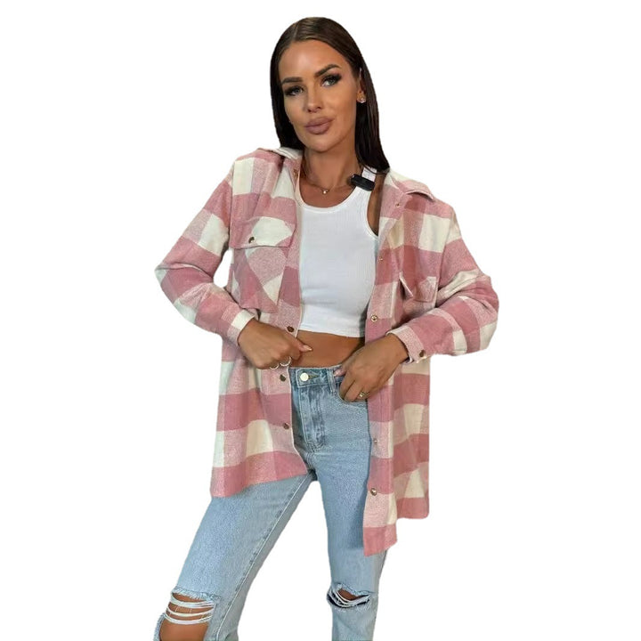 Damer Rutiga Oversized-Skjortjacka i mjukt material Mirla-Eva Jonsson