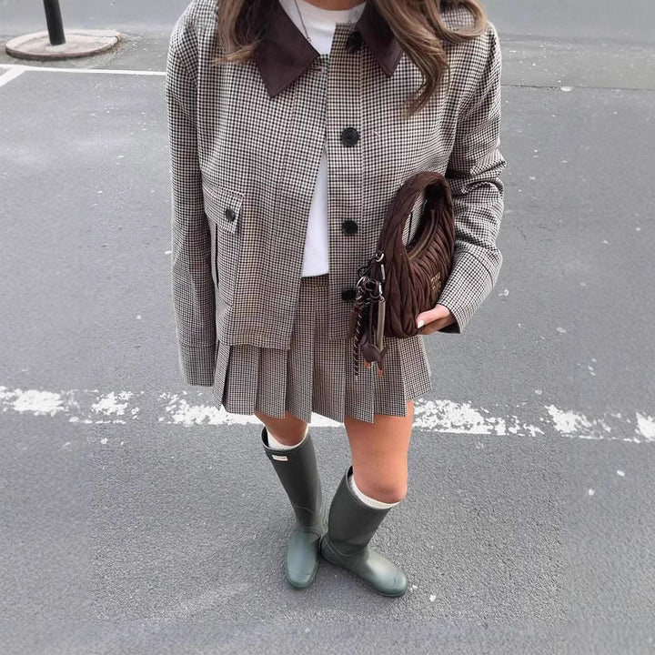 Damer Rutigt Blazer med matchande Kjol Eva Jonsson-Eva Jonsson