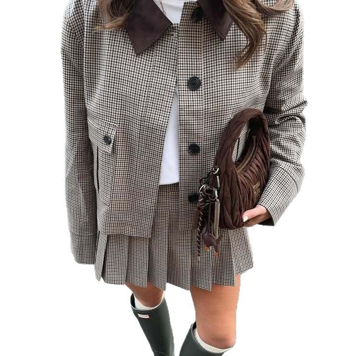 Damer Rutigt Blazer med matchande Kjol Eva Jonsson-Eva Jonsson