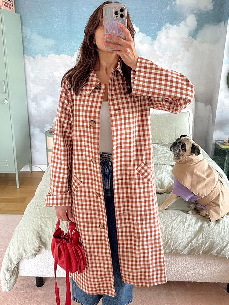 Damer Rutigt Mönster Trenchcoat Mirla-Eva Jonsson
