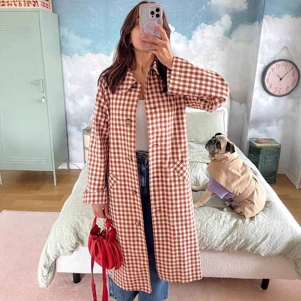 Damer Rutigt Mönster Trenchcoat Mirla-Eva Jonsson