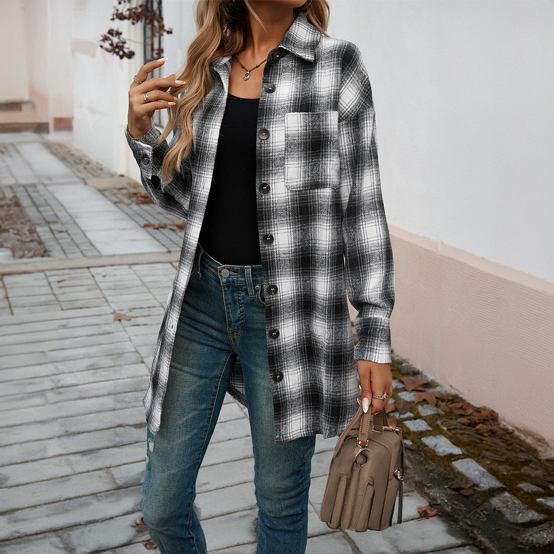 Damer Rutigt Overshirt med Lätt Passform och Moderna Detaljer Mirla-Eva Jonsson