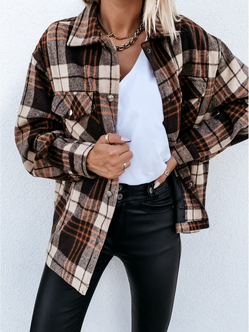 Damer Rutigt Overshirtjacka i fluffy tyg Mirla-Eva Jonsson