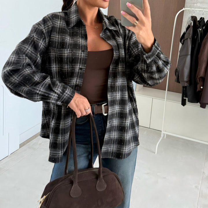 Damer Rutigt Oversized-Skjorta Mirla-Eva Jonsson