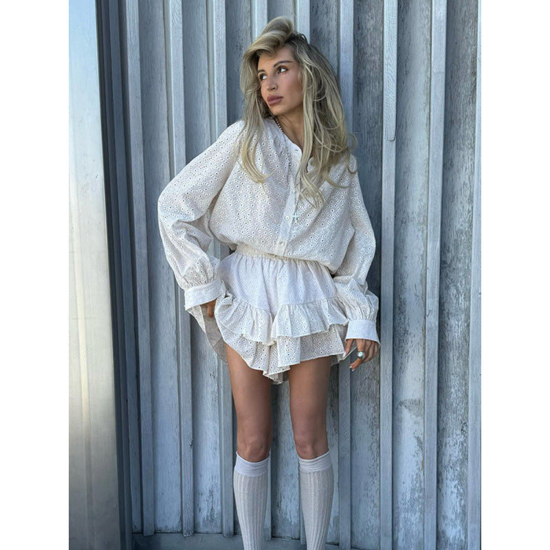 Damer Rynkad blus och Minikjolar Set Eva Jonsson-Eva Jonsson