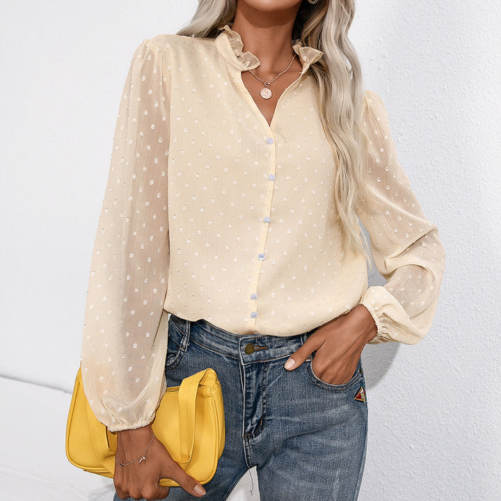 Damer Ryschblus med transparenta ärmar och fint prickmönster Eva Jonsson-Eva Jonsson