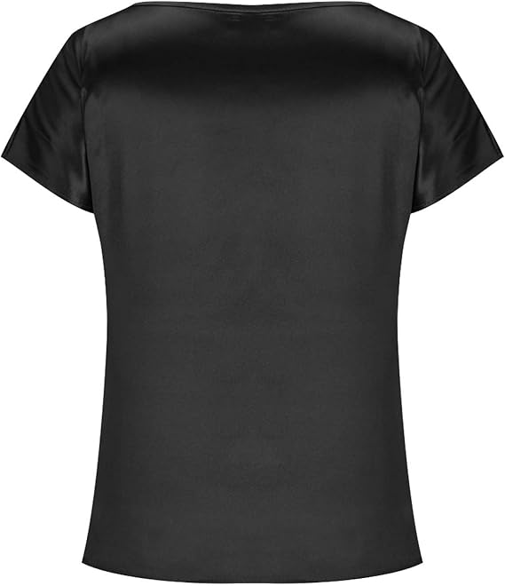 Damer Satin T-shirt med Elegant Vattenfallsutskärning och Enkla Detaljer Mirla-Eva Jonsson