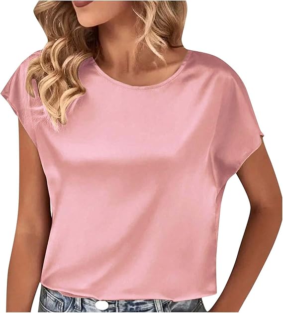 Damer Satin T-shirt med Elegant Vattenfallsutskärning och Enkla Detaljer Mirla-Eva Jonsson