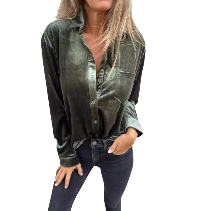 Damer Satinblus med Elegant Glans och Högkvalitativ Knappslå Mirla-Eva Jonsson