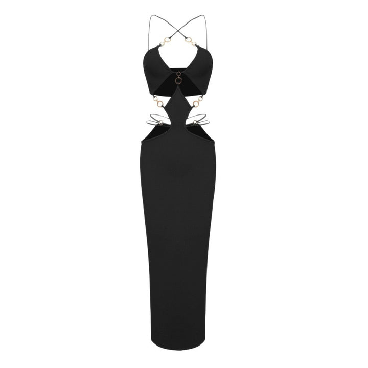 Damer Sexy Cut-Out-klänning med raffinerade dekorationer och hög slits Mirla-Eva Jonsson