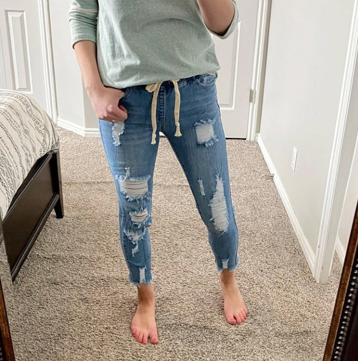 Damer Skinny Jeans med avslappnad Used-Look Mirla-Eva Jonsson