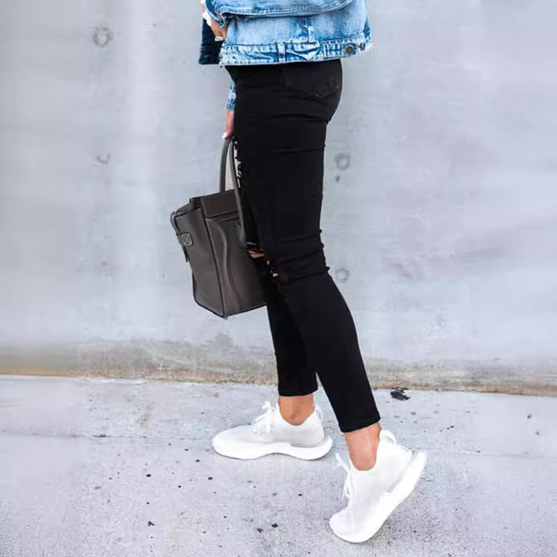 Damer Skinny Jeans med trendiga hål Mirla-Eva Jonsson
