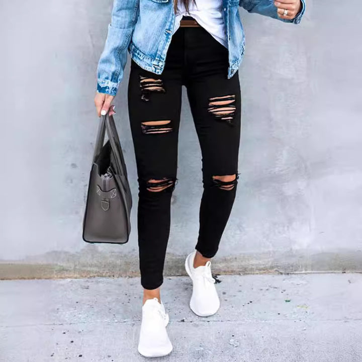 Damer Skinny Jeans med trendiga hål Mirla-Eva Jonsson