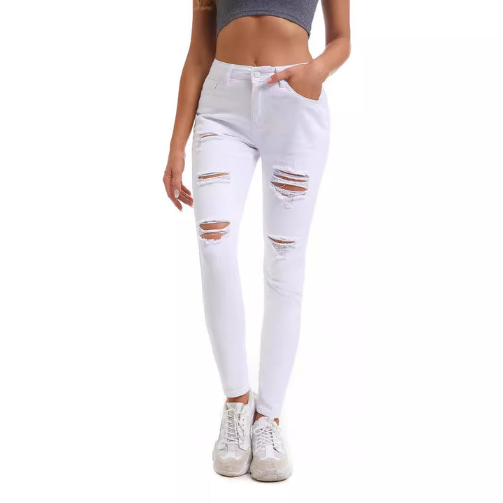 Damer Skinny Jeans med trendiga hål Mirla-Eva Jonsson
