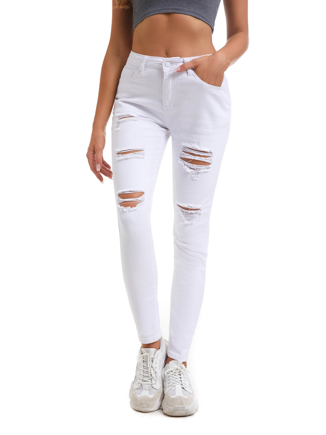 Damer Skinny Jeans med trendiga hål Mirla-Eva Jonsson