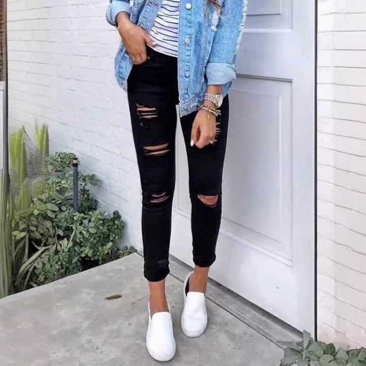 Damer Skinny Jeans med trendiga hål Mirla-Eva Jonsson