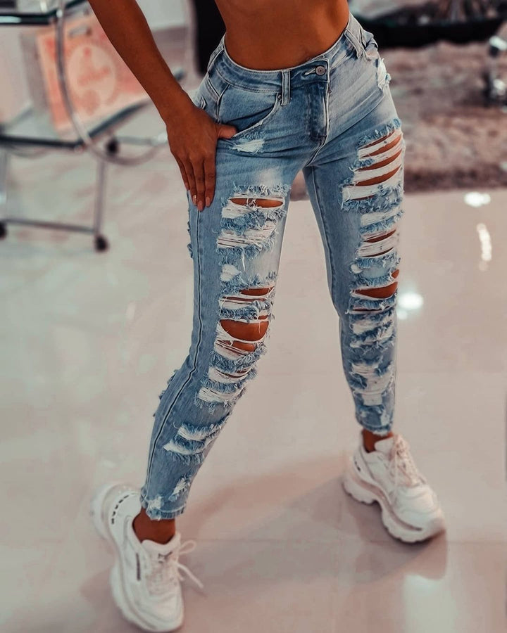 Damer Skinny-jeans i distressed look Mirla-Eva Jonsson