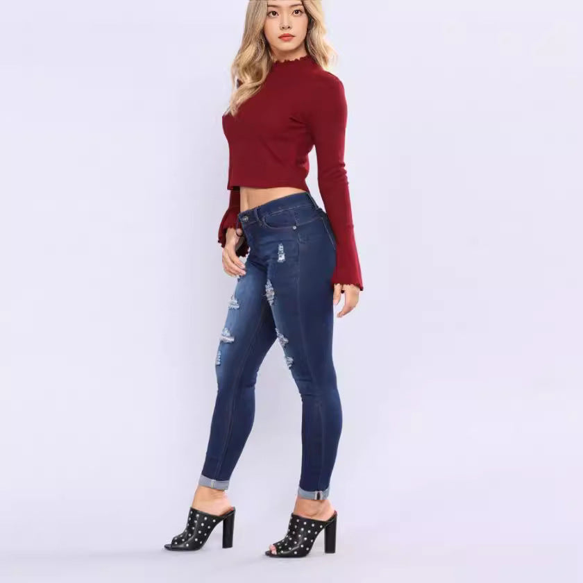 Damer Slim-Fit Jeans med trendiga Destroyed-detaljer Mirla-Eva Jonsson