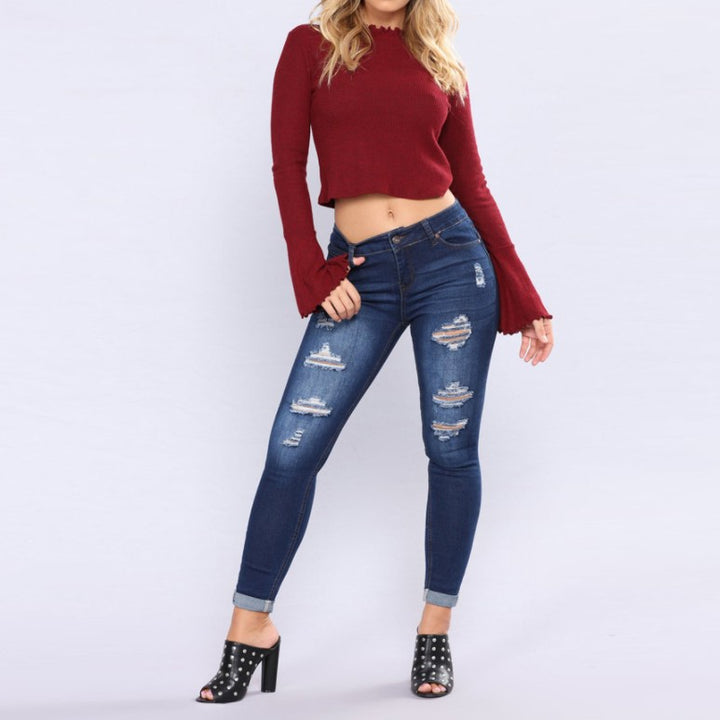 Damer Slim-Fit Jeans med trendiga Destroyed-detaljer Mirla-Eva Jonsson