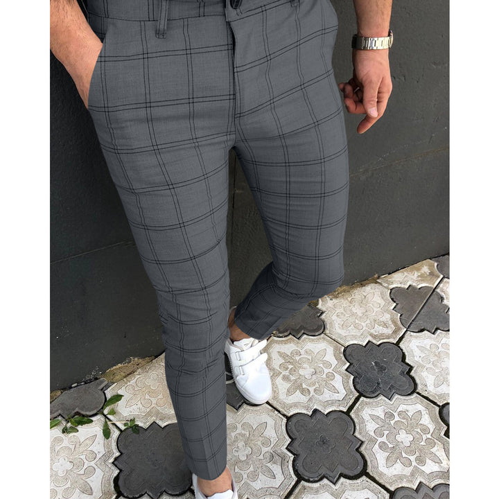 Damer Slim-Fit Rutiga Byxor med elastisk midja och modernt design Mirla-Eva Jonsson