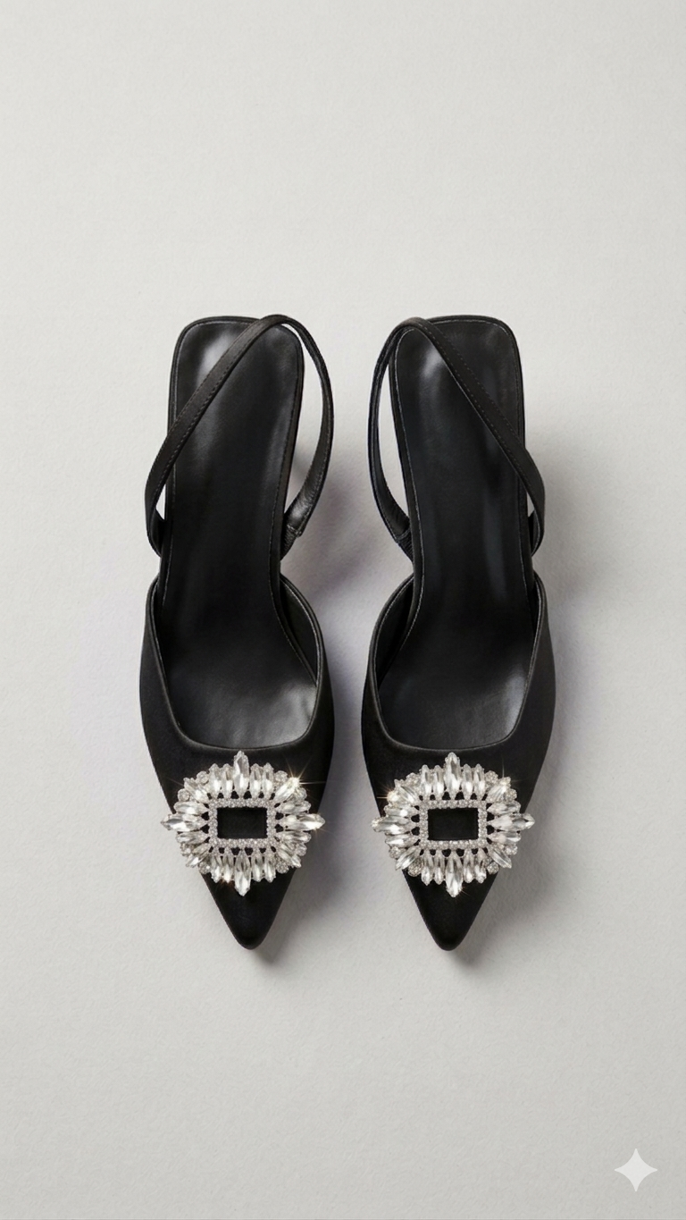 Damer Slingback-Pantoletter med Glittrande Smycke Detalj och Elegant Design Mirla-Eva Jonsson