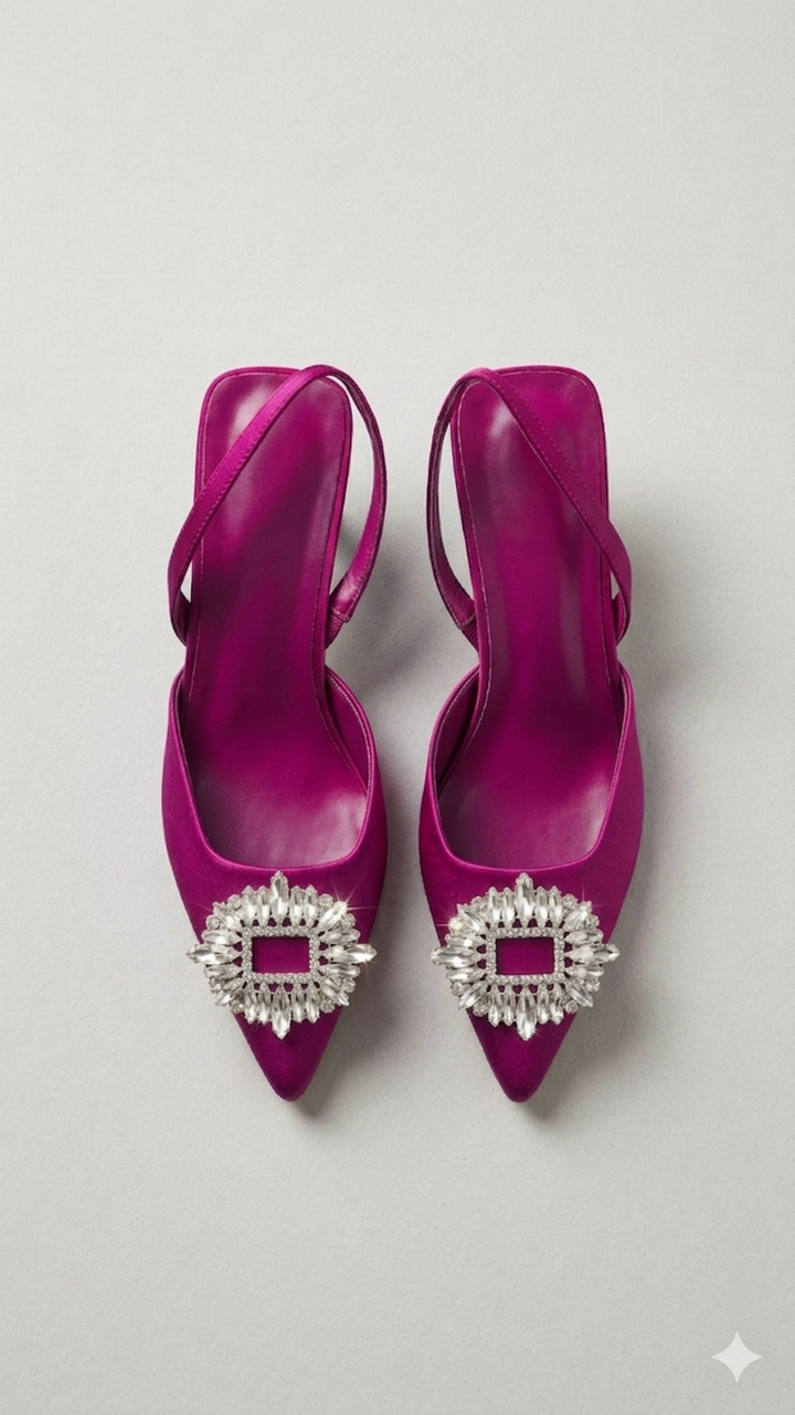 Damer Slingback-Pantoletter med Glittrande Smycke Detalj och Elegant Design Mirla-Eva Jonsson