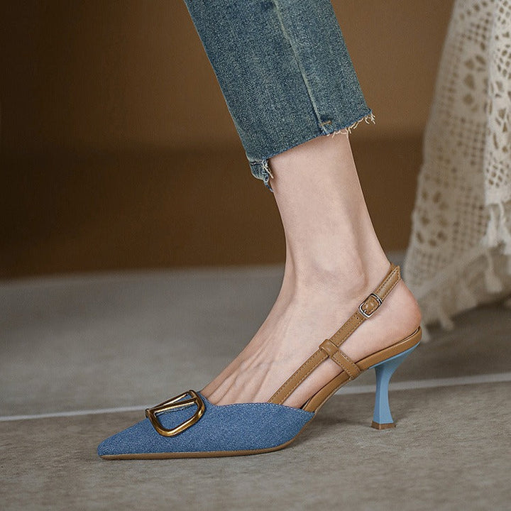 Damer Slingback Pumps med Elegant Fyrkantig Tåparti och Högkvalitativ Rem Mirla-Eva Jonsson